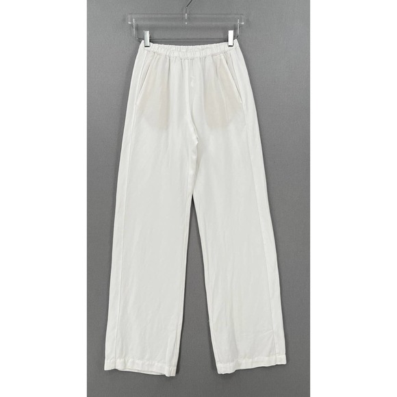 ENZA COSTA Twill Everywhere Pant XS 0 Off White Relaxed Wideleg Straight Pull On - Picture 2 of 13